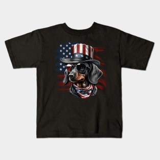 Patriotic Dachshund Kids T-Shirt